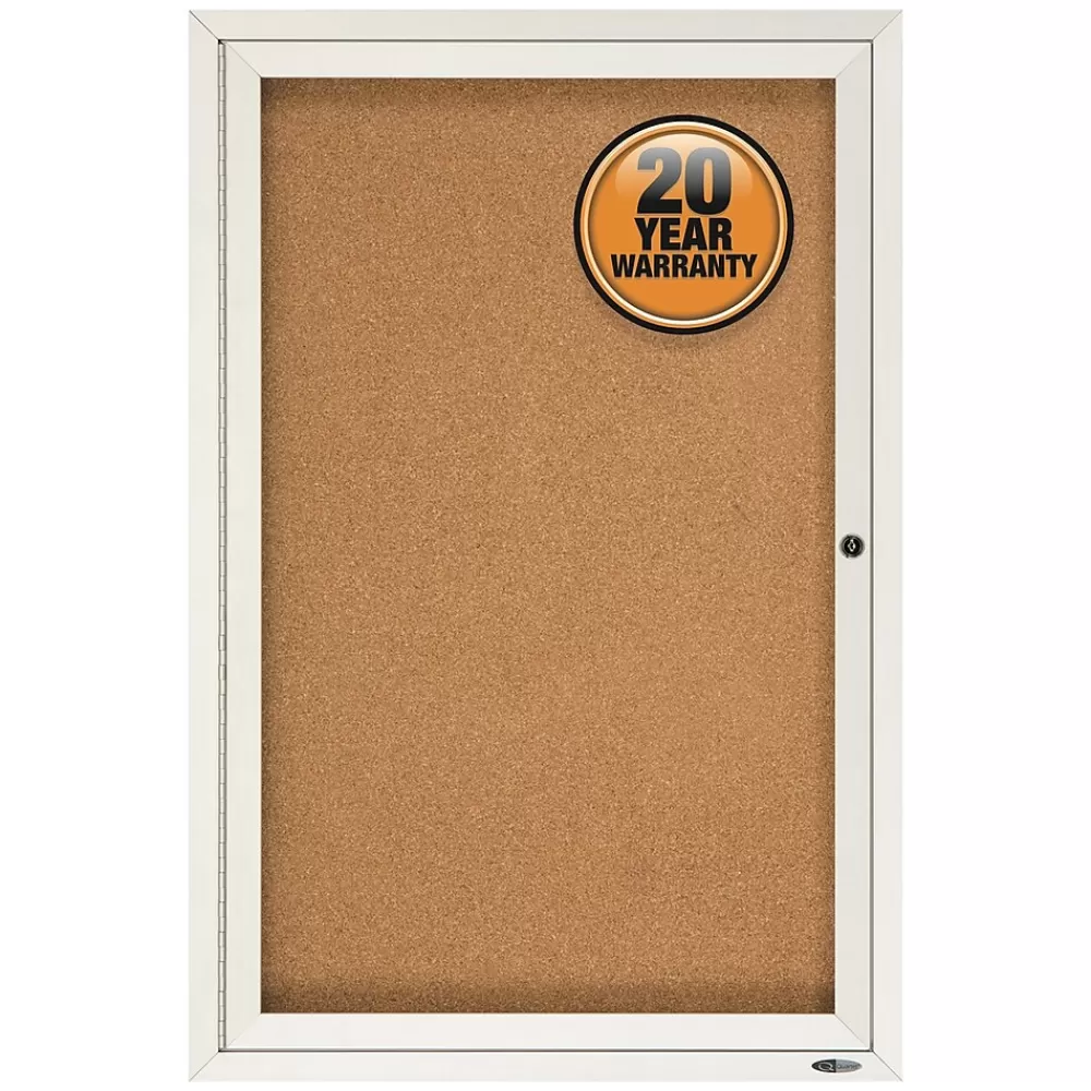 Quartet Cork Enclosed Bulletin Board, Aluminum Frame, 3'H x 2'W (2363) Fashion