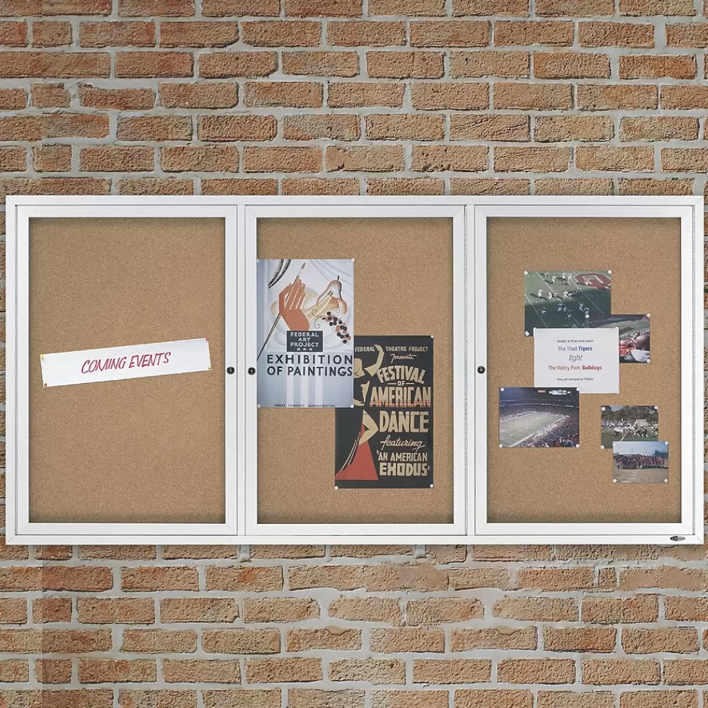 Quartet Cork Enclosed Bulletin Board, Aluminum Frame, 3'H x 6'W (2366) Online