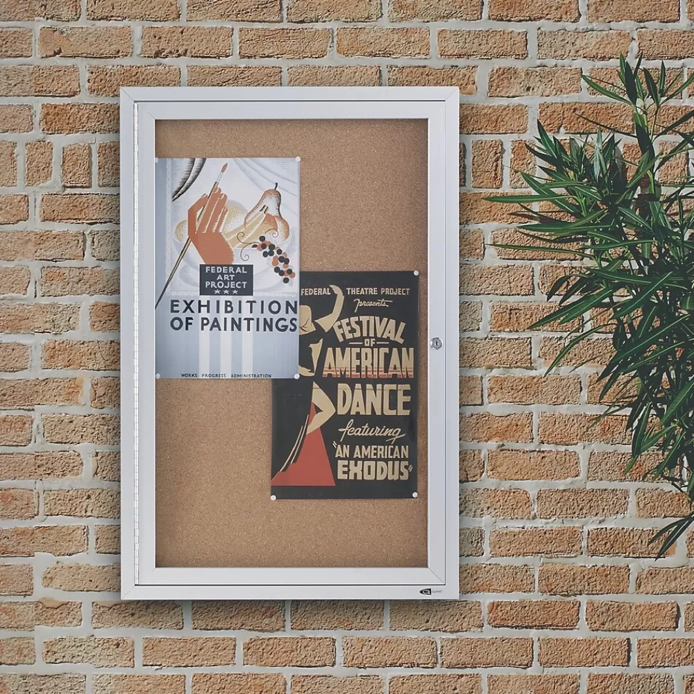 Quartet Cork Enclosed Bulletin Board, Aluminum Frame, 3'H x 2'W (2363) Fashion