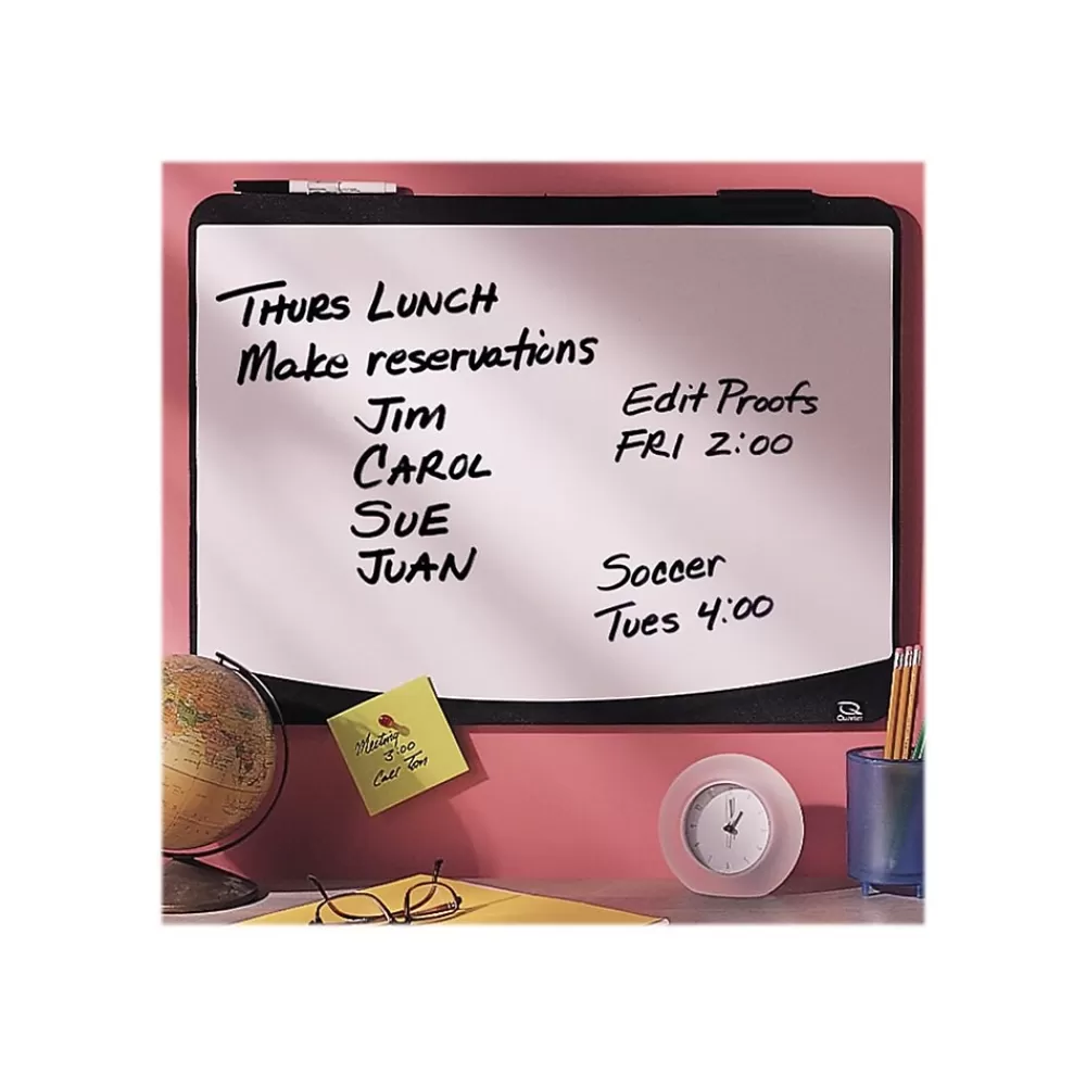 Quartet Designer Tack & Write Melamine Dry-Erase Whiteboard, Plastic Frame, 2' x 1.5' (06355BK) Fashion