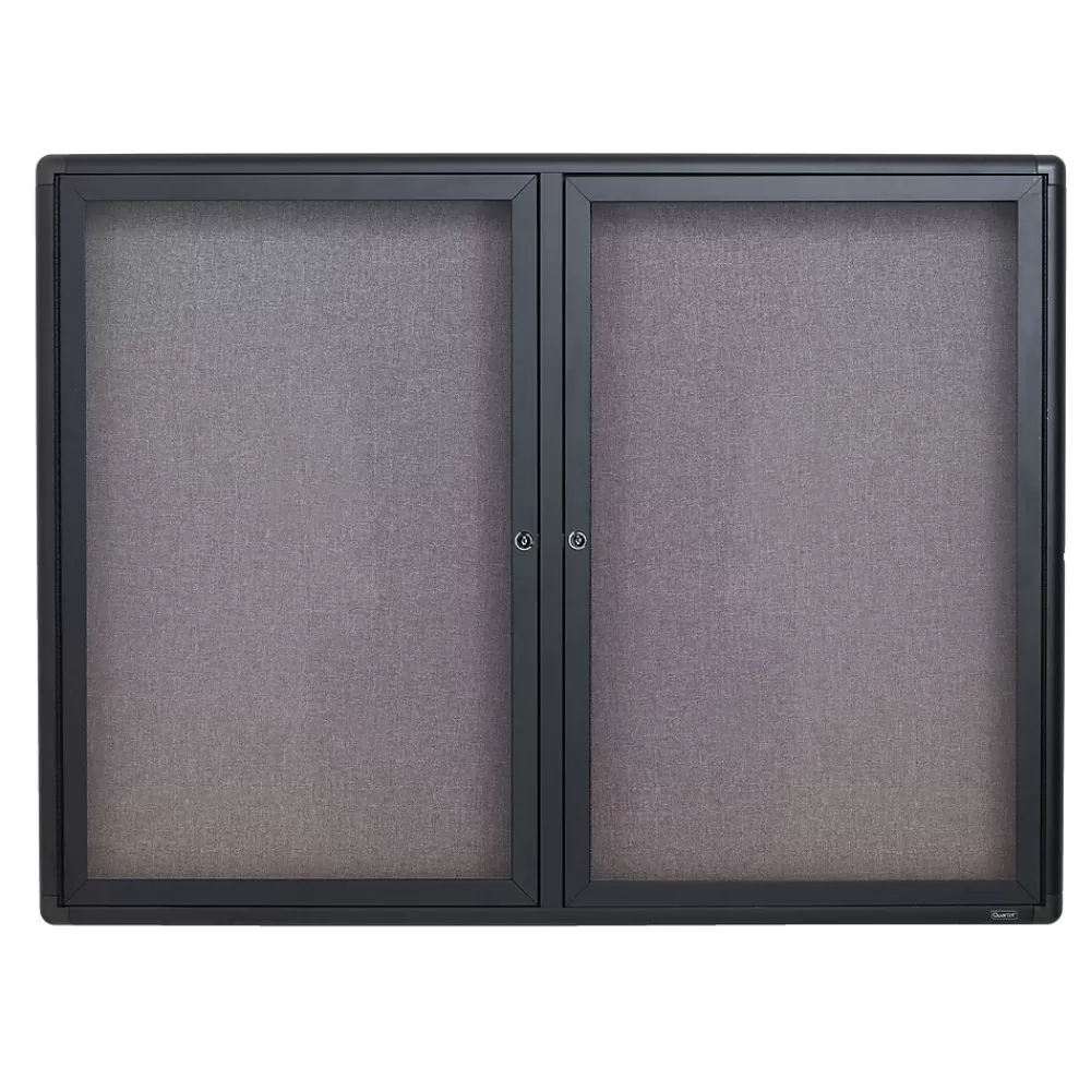Quartet Fabric Enclosed Bulletin Board, Graphite Frame, 3'H x 4'W (2364L) Clearance