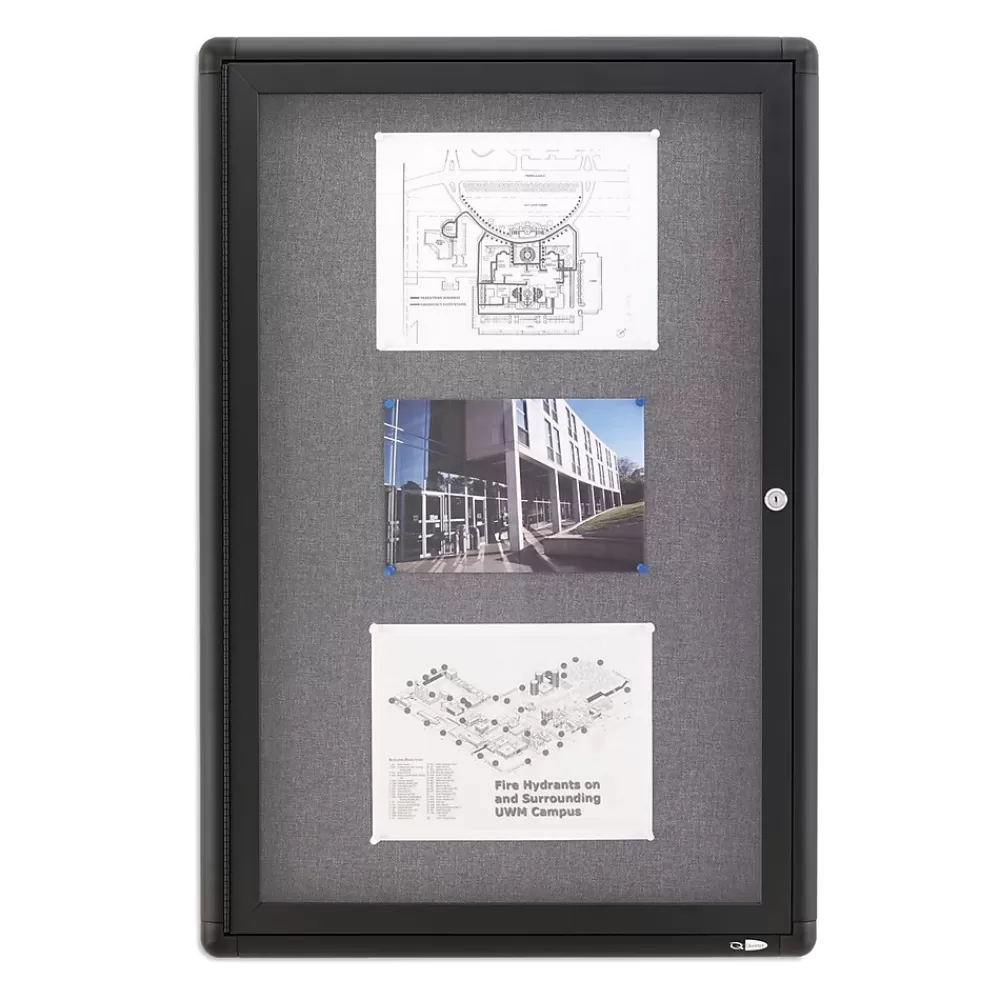 Quartet Fabric Enclosed Bulletin Board, Graphite Frame, 3'H x 2'W (2363L) Online
