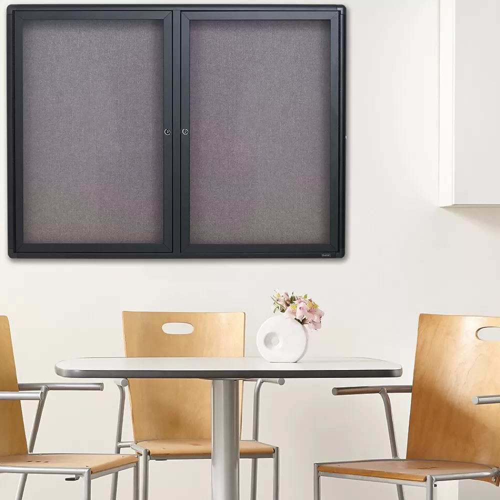 Quartet Fabric Enclosed Bulletin Board, Graphite Frame, 3'H x 4'W (2364L) Clearance