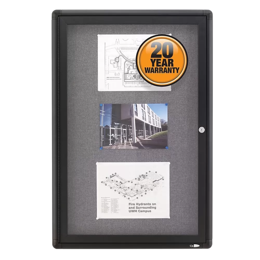 Quartet Fabric Enclosed Bulletin Board, Graphite Frame, 3'H x 2'W (2363L) Online