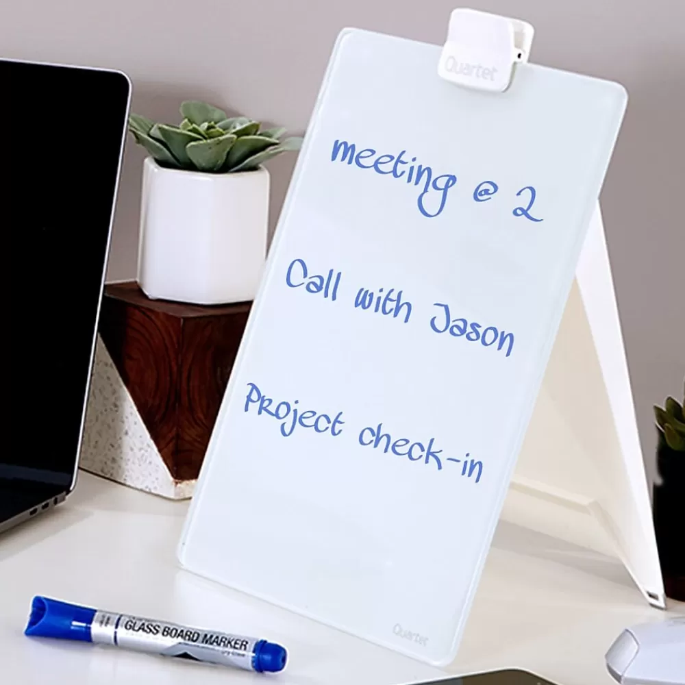Quartet Glass Dry-Erase Desktop Easel, White Surface, Frameless, 9"W x 11"H (GDE119) Sale