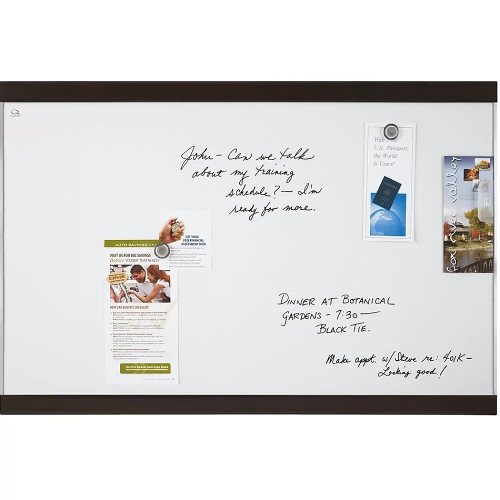 Quartet Magnetic Dry-Erase Whiteboard, Mahogany Finish and Aluminum Frame, 2' x 3' New
