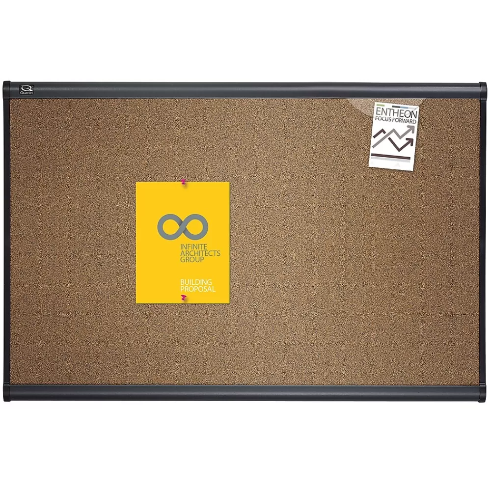 Quartet Prestige Cork Bulletin Board, Graphite Frame, 4'H x 6'W (B247G) Hot