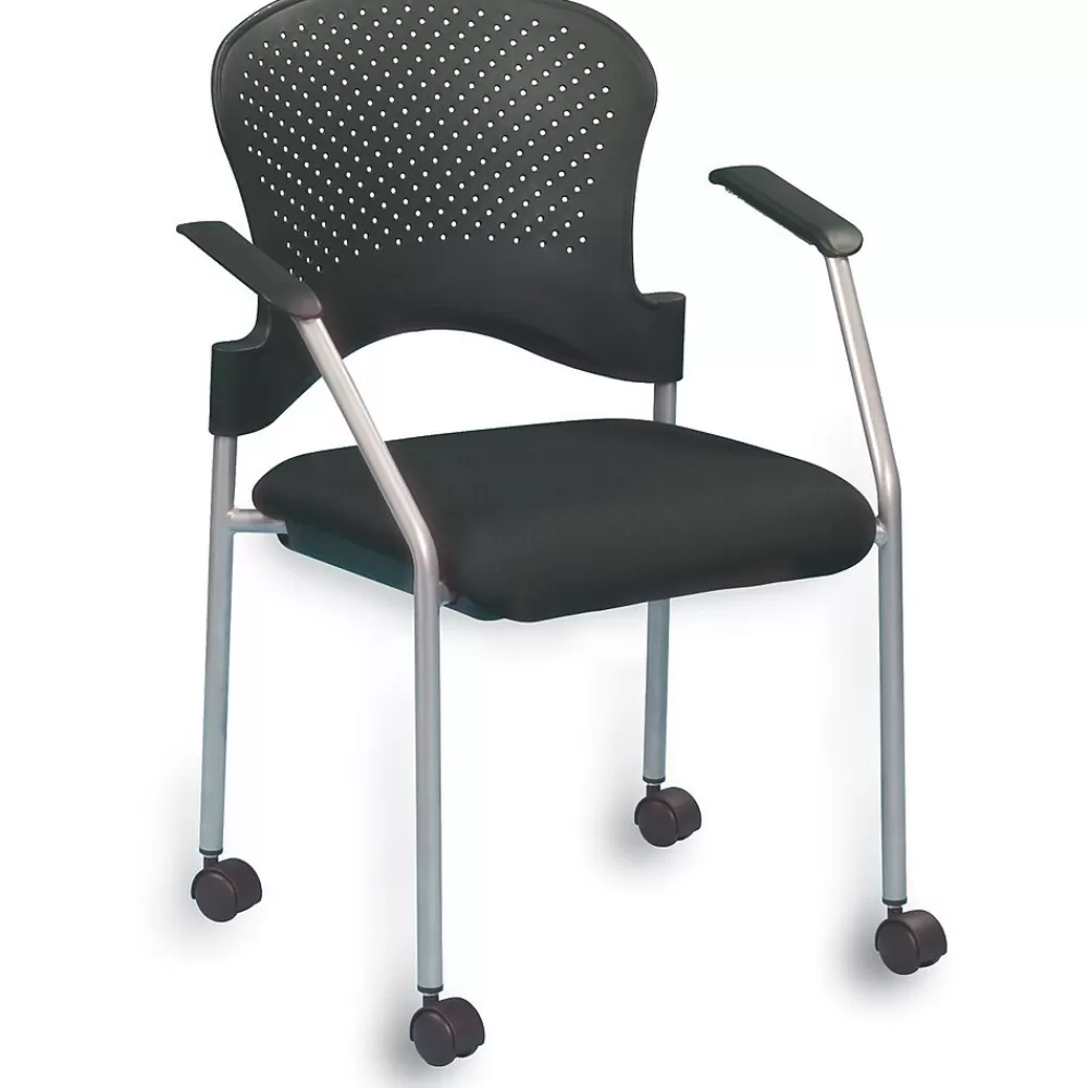 RAYNOR GROUP Raynor Eurotech Fabric Seat Breeze 4 Leg Side Chair, with Caster, Grey, 2/Carton Cheap