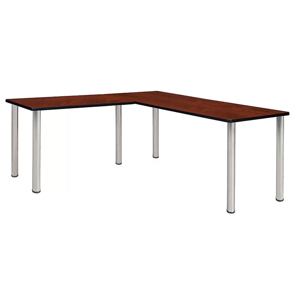 Regency Kee 66" L-Desk with 42" Return, Cherry/Chrome (ML662442CHBPCM) Fashion