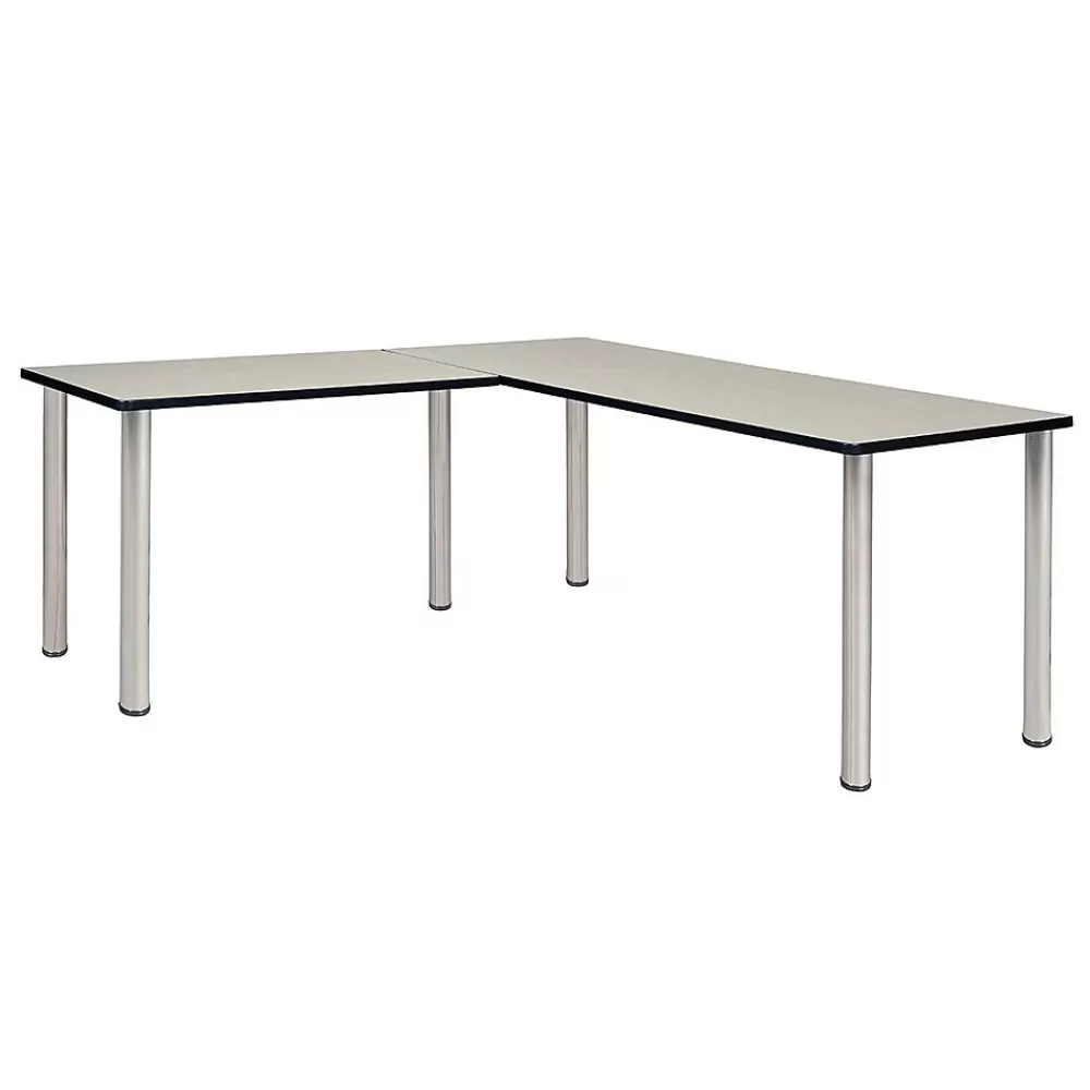 Regency Kee 60" L-Desk with 42" Return, Maple/Chrome (ML602442PLBPCM) Cheap