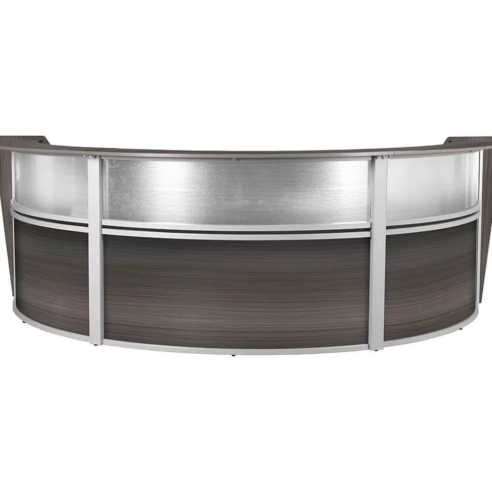 Regency Marque 144"W Curved Reception Desk Workstation, (77313GY) Driftwood Gray Sale