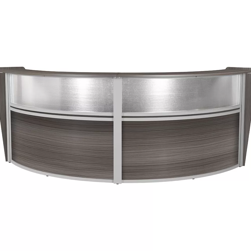 Regency Marque 124.5"W Curved Reception Desk Workstation, (77312GY) Driftwood Gray Discount