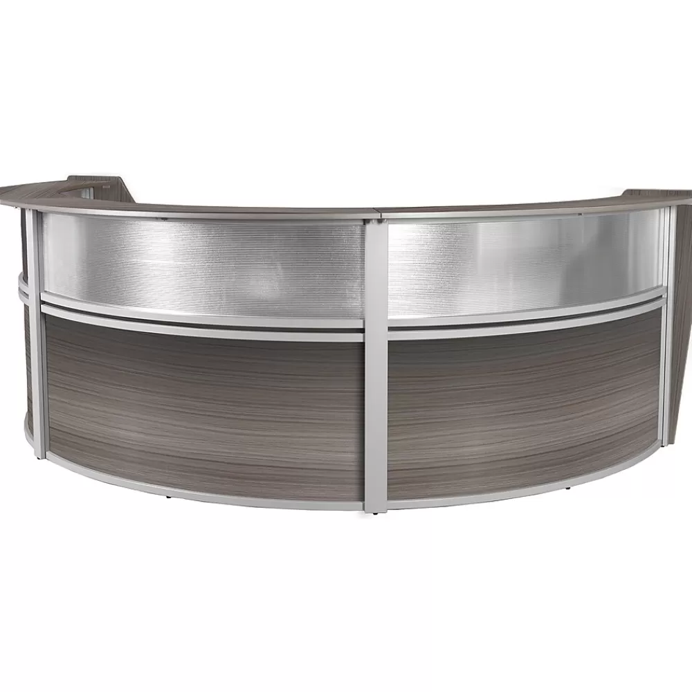 Regency Marque 144"W Curved Reception Desk Workstation, (77313GY) Driftwood Gray Sale