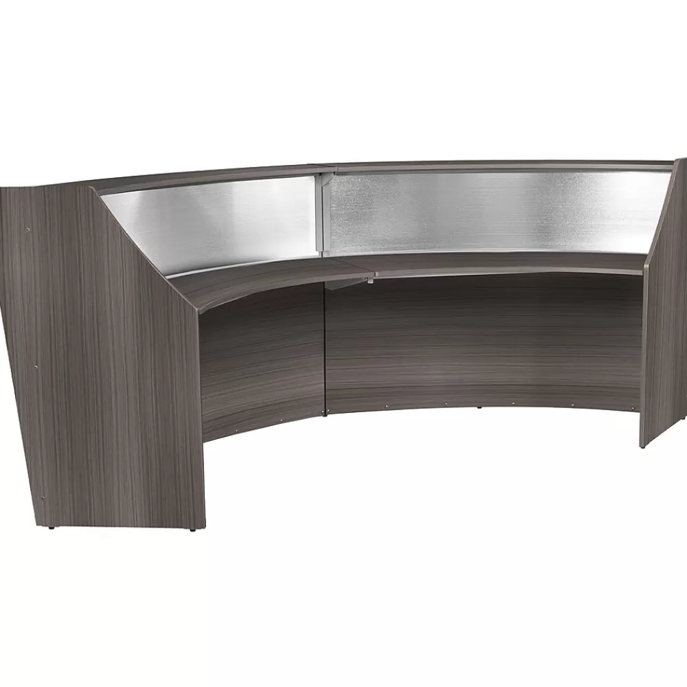Regency Marque 124.5"W Curved Reception Desk Workstation, (77312GY) Driftwood Gray Discount