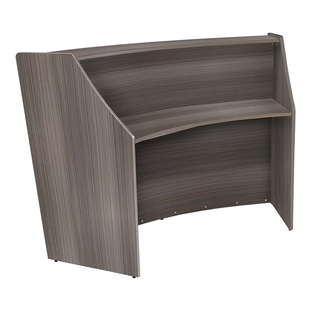 Regency Marque 72"W Curved Reception Desk Workstation, (77290GY) Driftwood Gray Best Sale