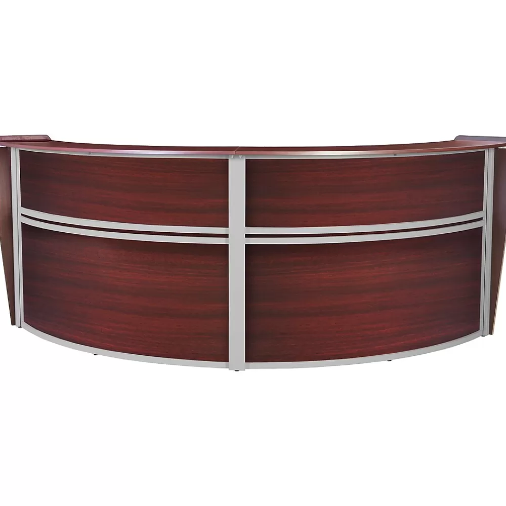Regency Marque 124.5"W Curved Reception Desk Workstation, (77292MH) Mahogany Cheap