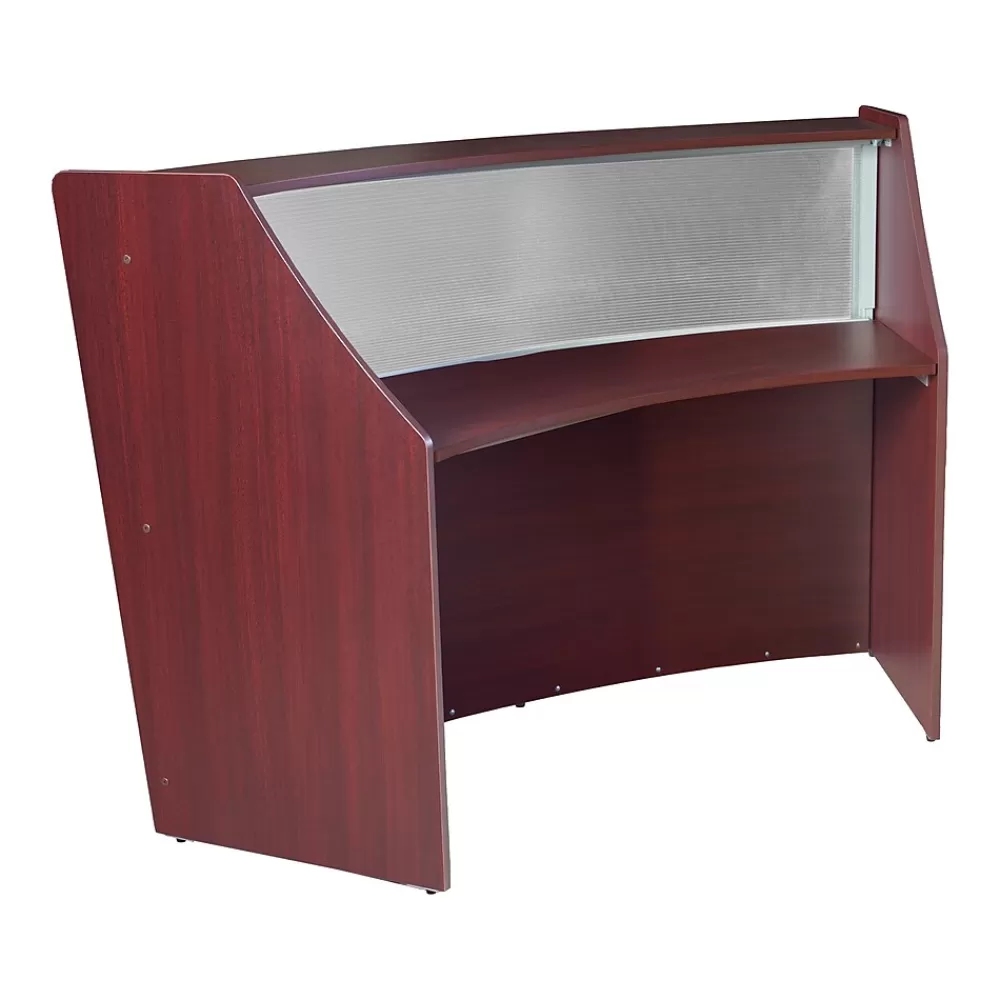 Regency Marque 72"W Curved Reception Desk Workstation, (77310MH) Mahogany Clearance