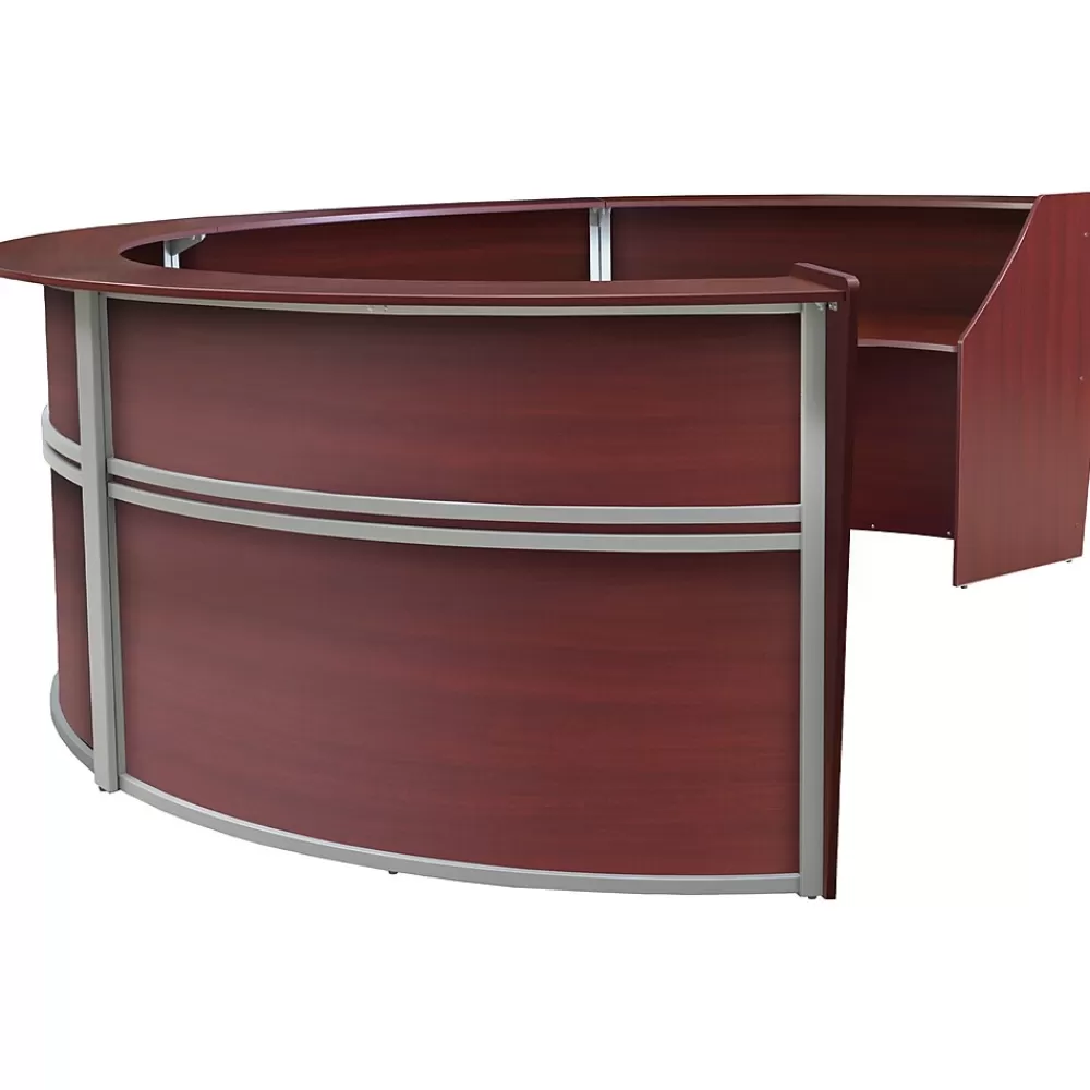 Regency Marque 142"W Curved Reception Desk Workstation, (77294MH) Mahogany Store