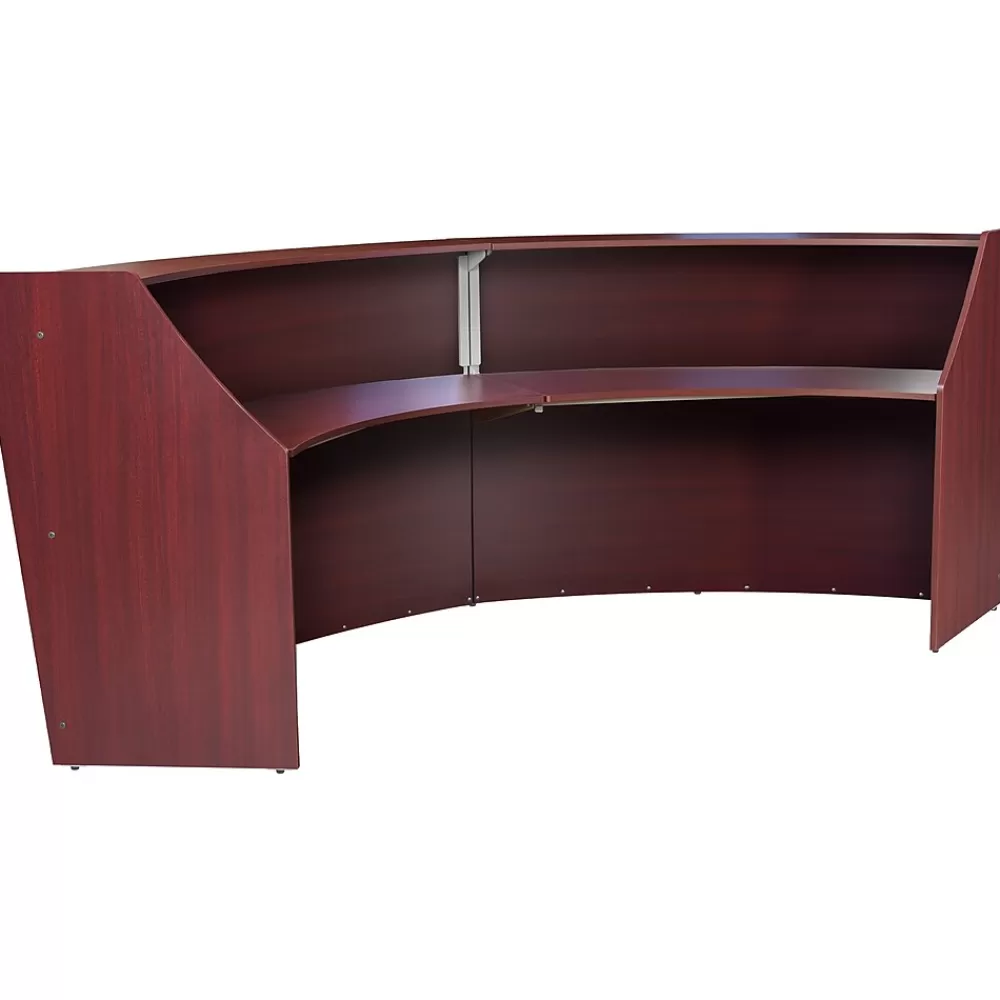 Regency Marque 124.5"W Curved Reception Desk Workstation, (77292MH) Mahogany Cheap