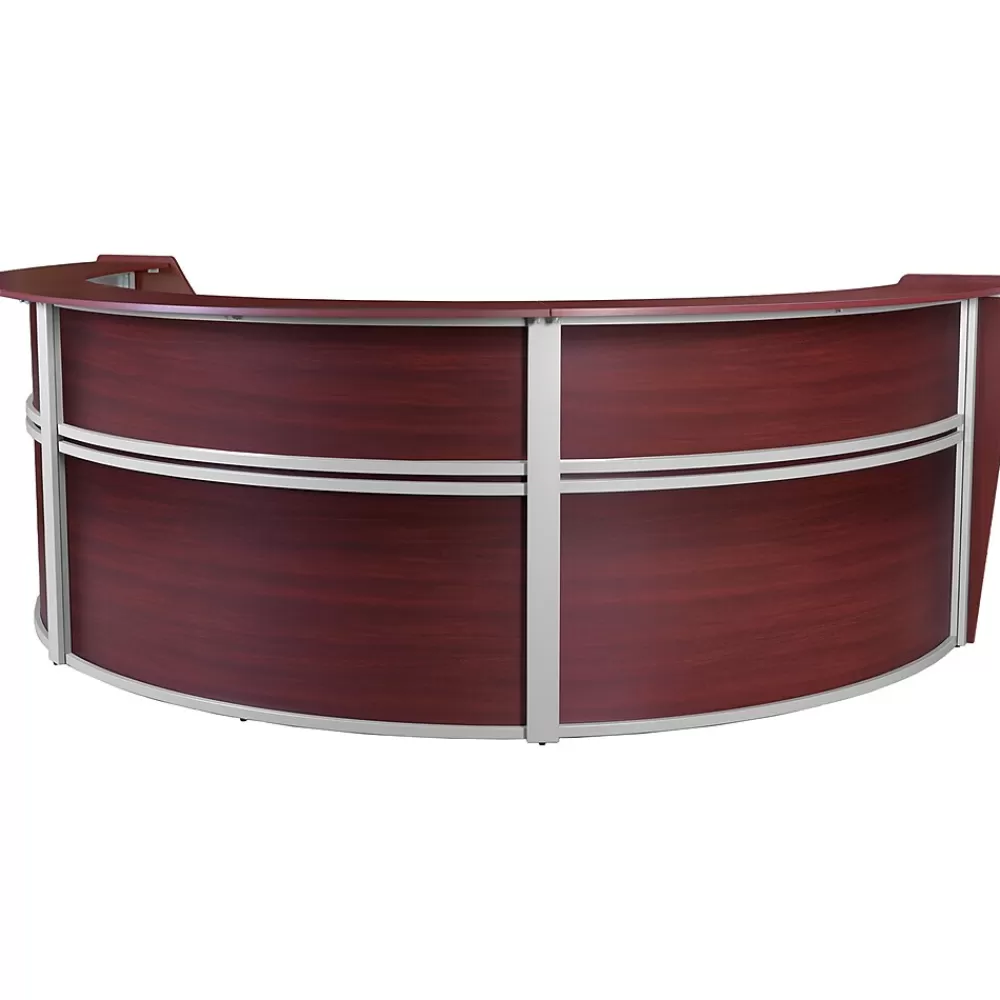 Regency Marque 144"W Curved Reception Desk Workstation, (77293MH) Mahogany New