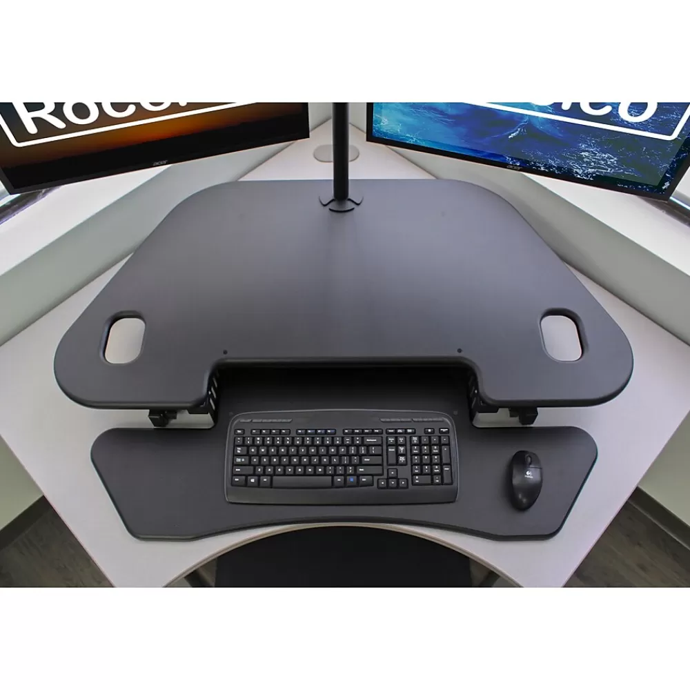Rocelco 46"W Manual Adjustable Corner Standing Desk Converter, Black (R CADRB-46) Online