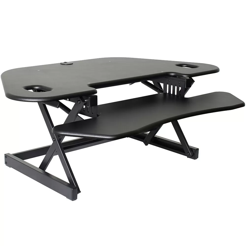 Rocelco 46"W Manual Adjustable Corner Standing Desk Converter, Black (R CADRB-46) Online