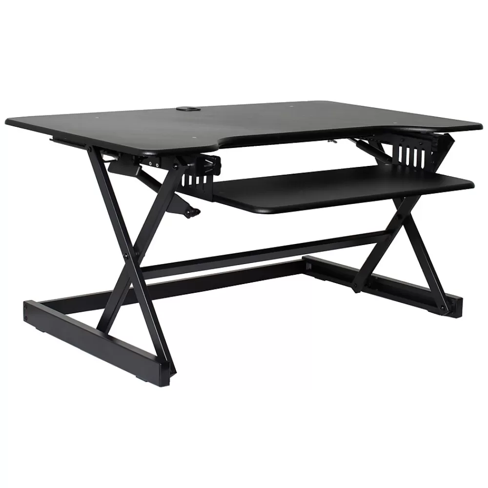 Rocelco 40"W Manual Adjustable Standing Desk Converter, Black (R DADRB-40) Cheap
