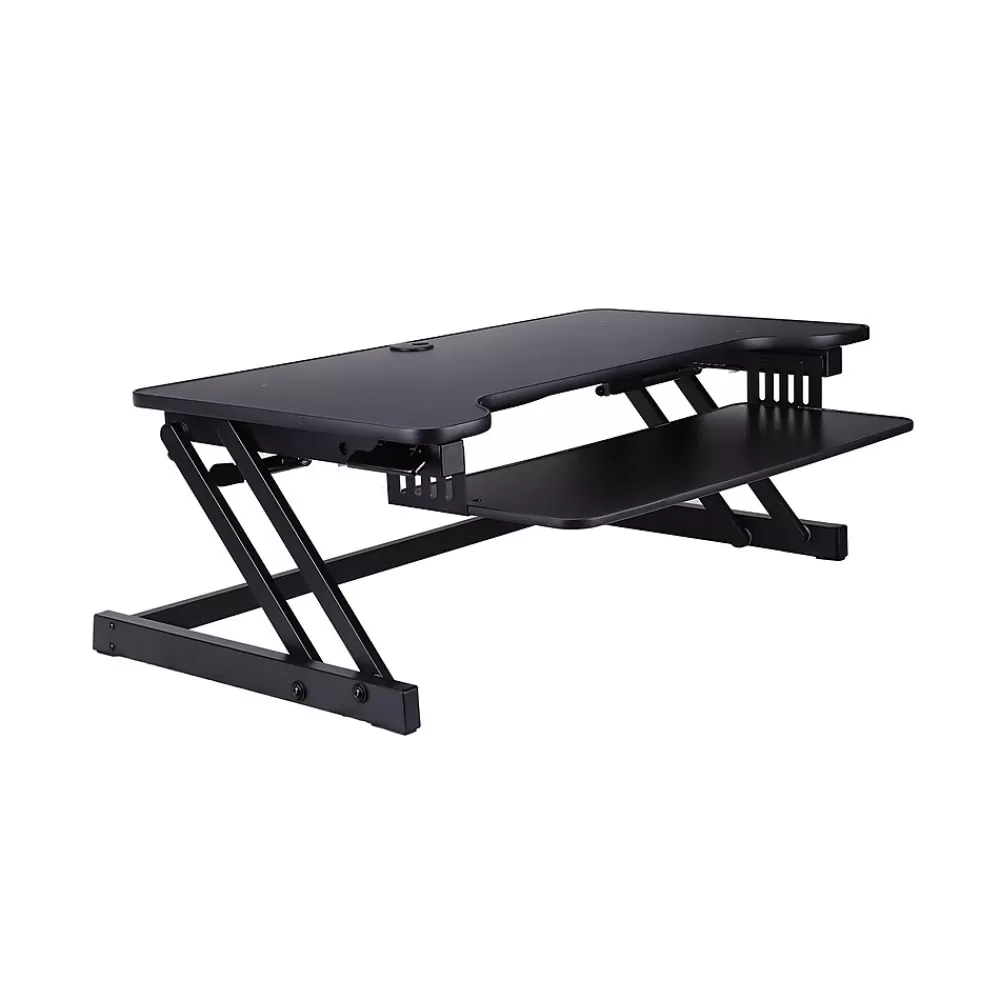 Rocelco 38"W Manual Adjustable Standing Desk Converter, Black (R DADRB) Outlet