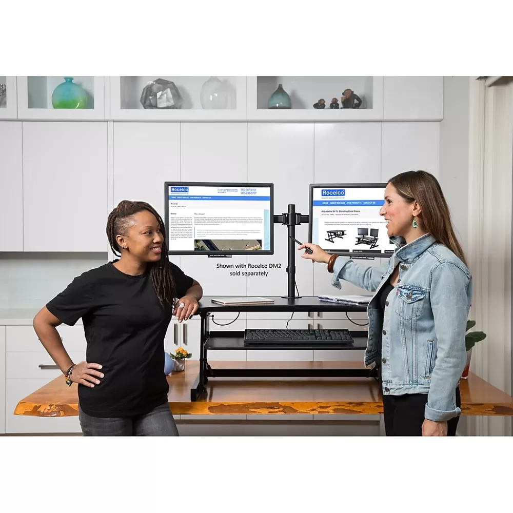 Rocelco 38"W Manual Adjustable Standing Desk Converter, Black (R DADRB) Outlet