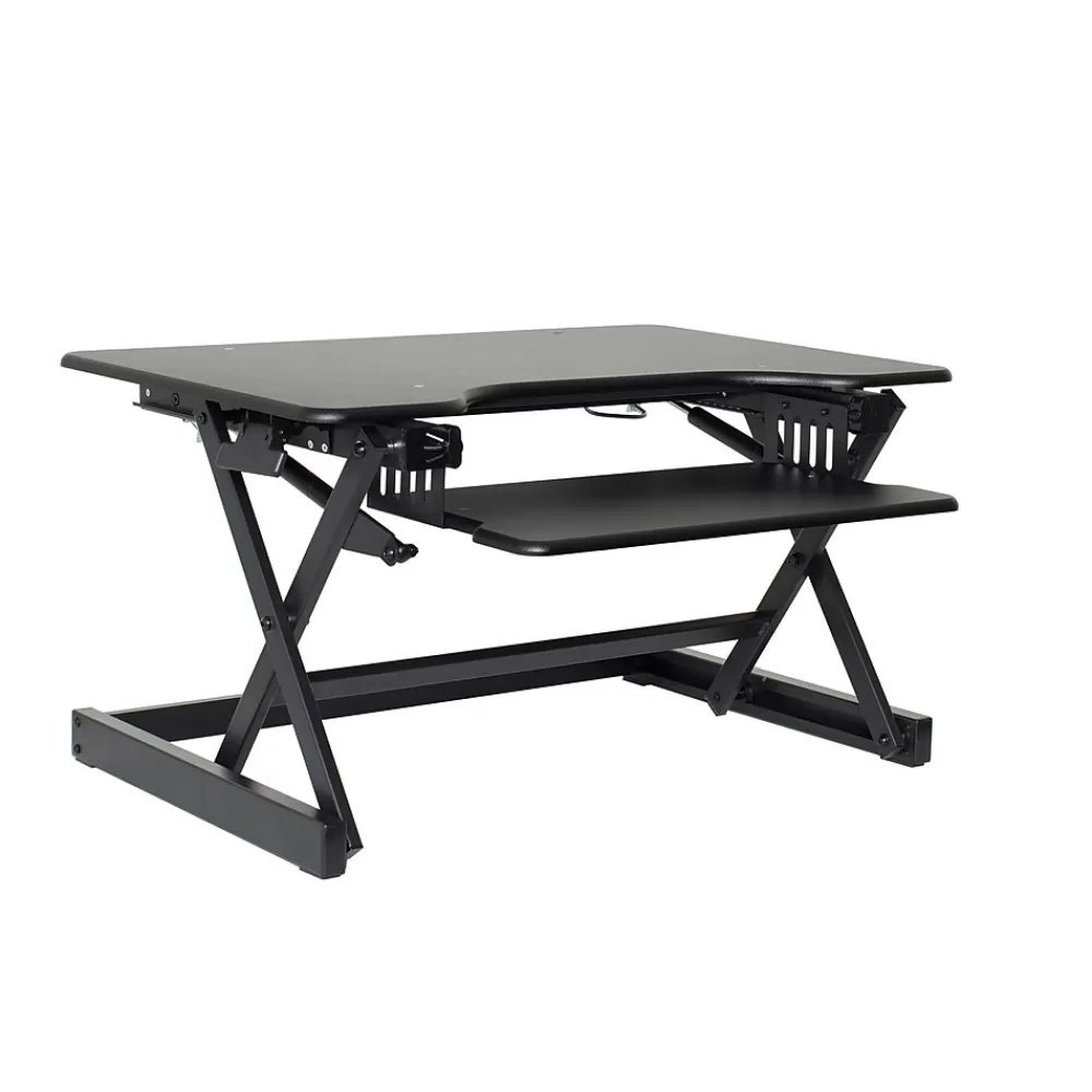 Rocelco 32"W Manual Adjustable Standing Desk Converter, Black (R EADRB2) Clearance