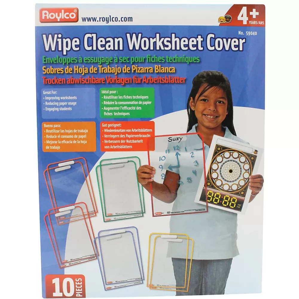 Roylco Wipe Clean Worksheet Cover Dry-Erase Whiteboard, Plastic Frame, 9" x 12" (R-59040) Cheap