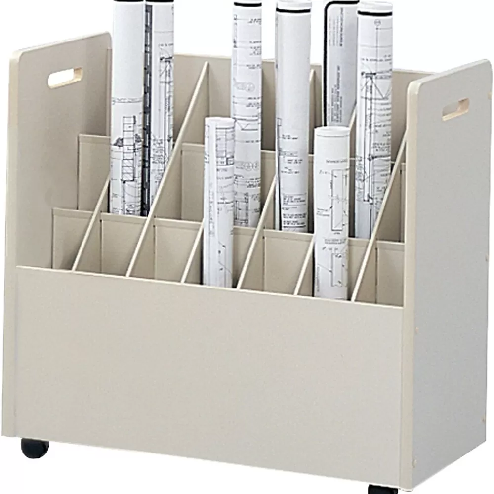 Safco 3043 21-Slot Mobile Roll File, 19.25"H x 30.25"W x 15.75"D, Putty (3043) Store