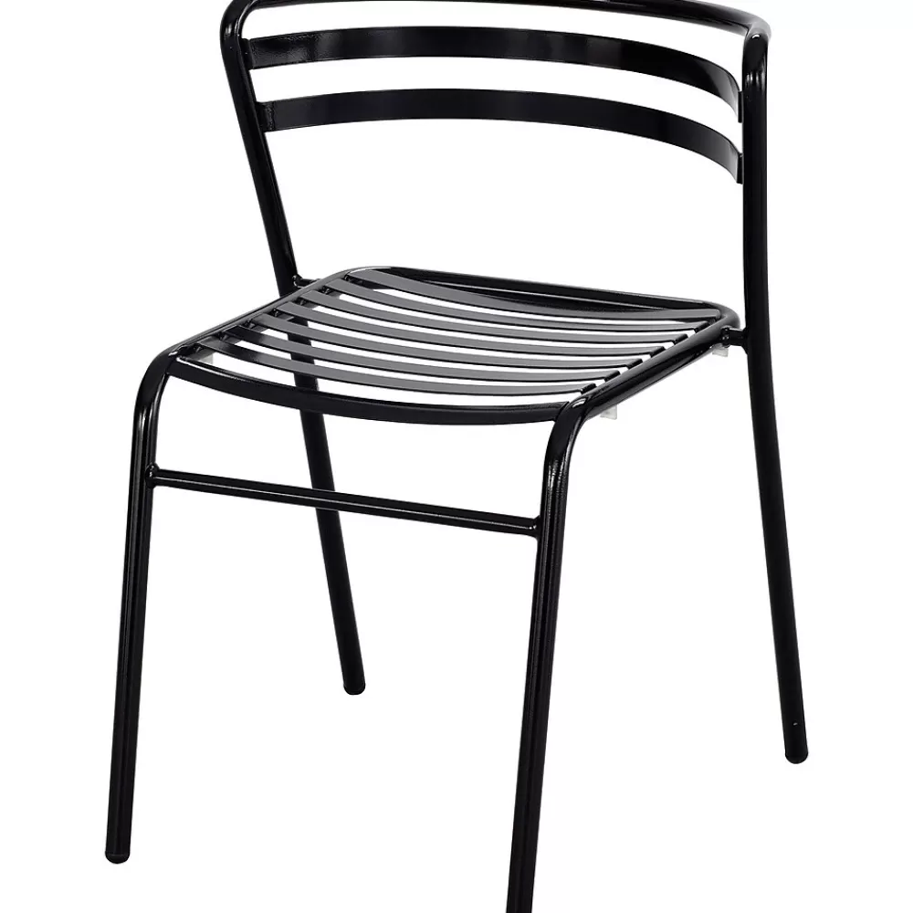Safco CoGo Steel Outdoor/Indoor Stacking Chair, Black, 2/Carton (4360BL) Clearance