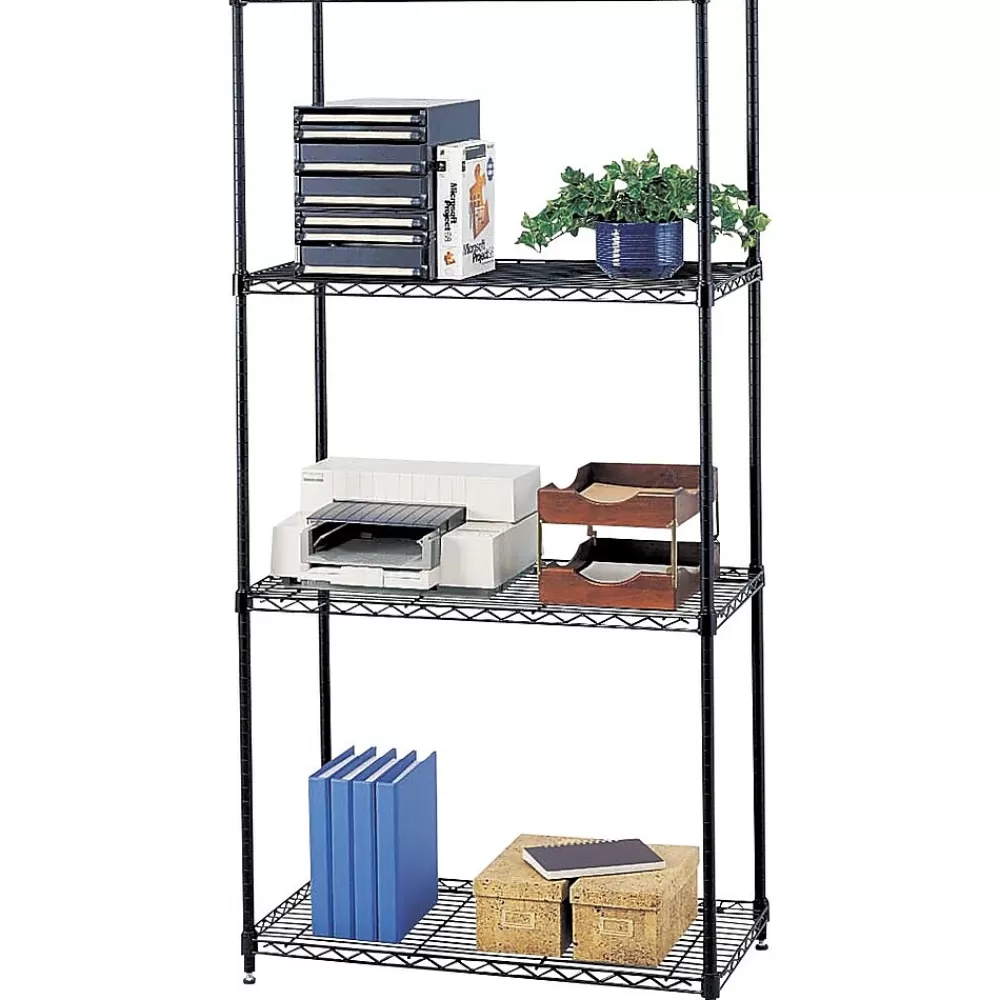 Safco Commercial 4-Shelf Wire Stand Alone, 36", Black (5276BL) Cheap