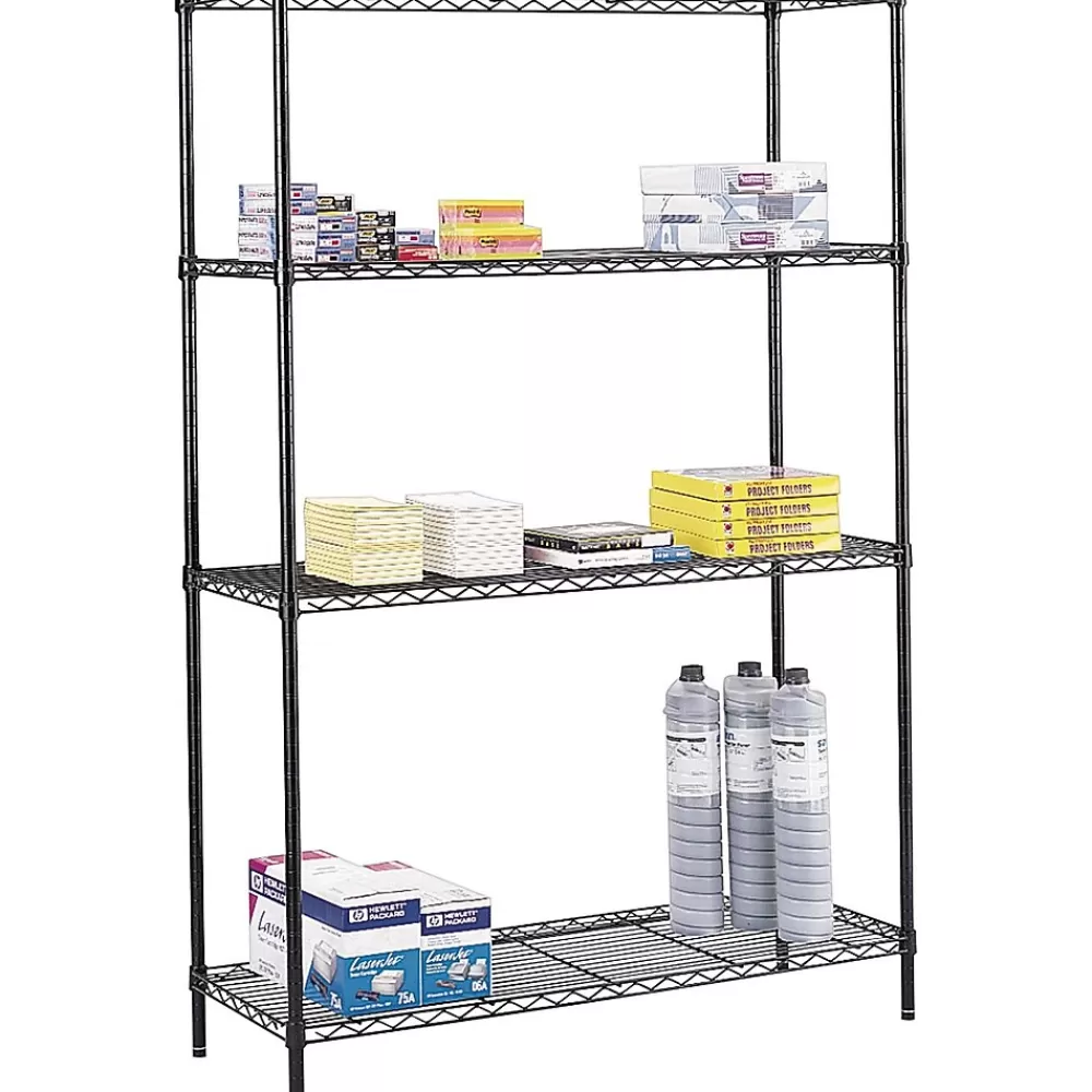 Safco Commercial 2-Shelf Wire Unit, 48", Black (5241BL) Clearance
