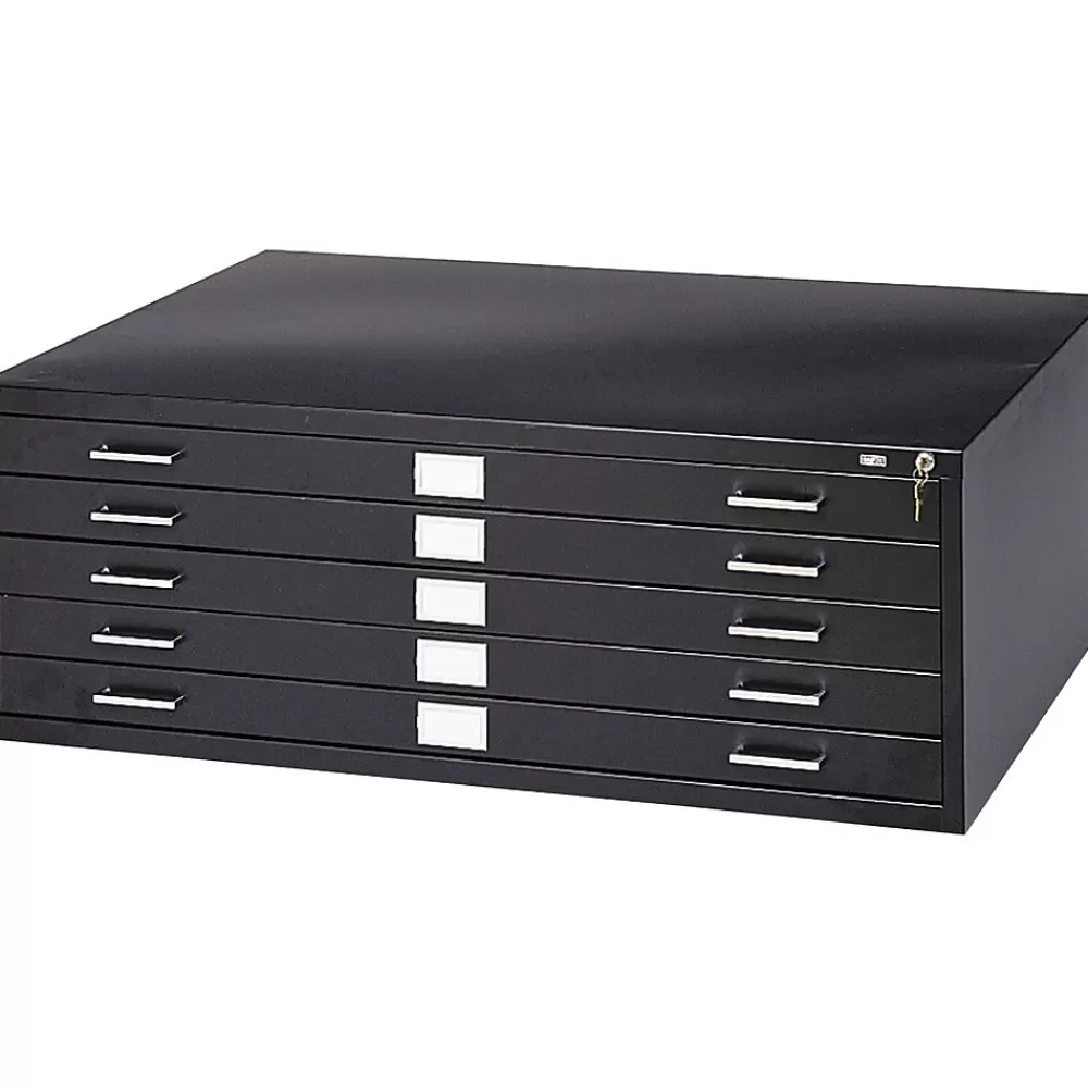 Safco 5-Drawer Steel Flat File Cabinet, 24" x 36" Documents, Black (4994BLR) Fashion