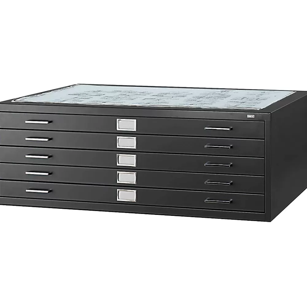 Safco 5-Drawer Steel Flat File Cabinet, 30" x 42" Documents, Black (4996BLR) Sale
