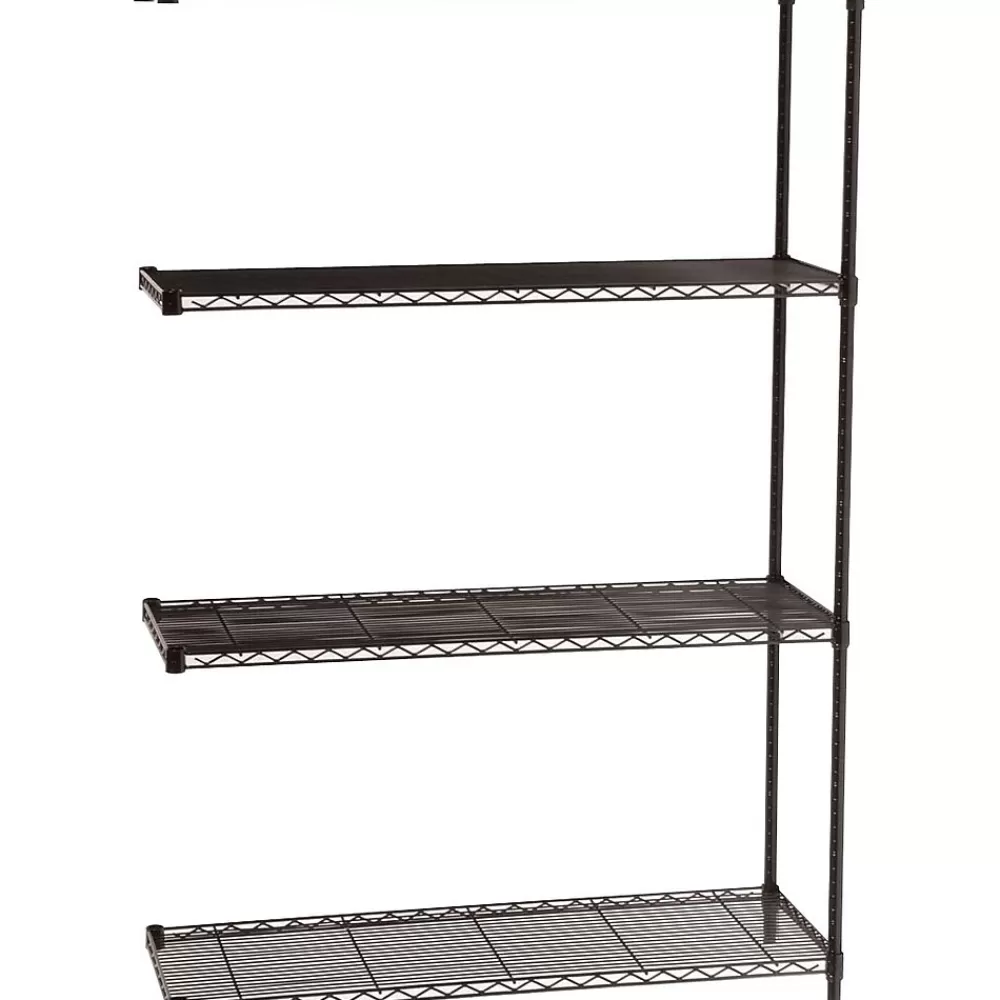 Safco Industrial Add-On Unit 4-Shelf Wire, 48.03", Black (5292BL) Flash Sale