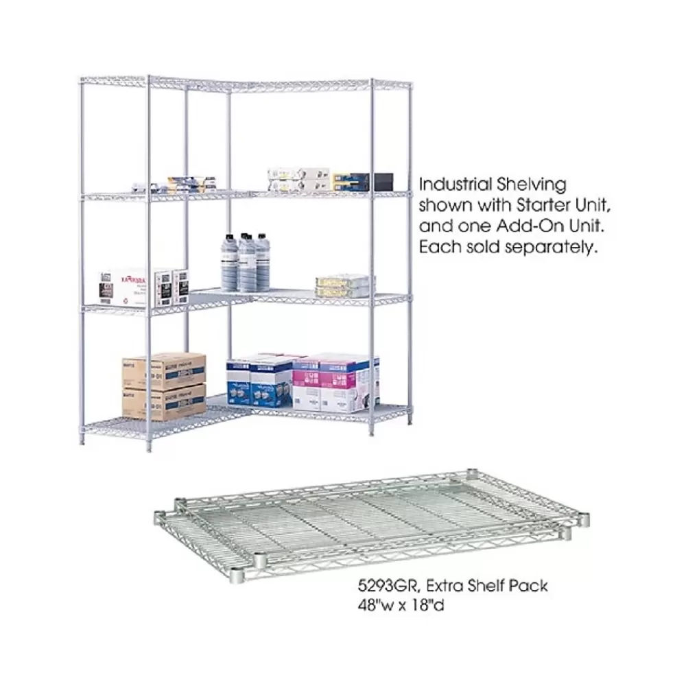 Safco Industrial Extra 2-Shelf Metal Shelf, 48.03", Metallic Gray (5293GR) Online
