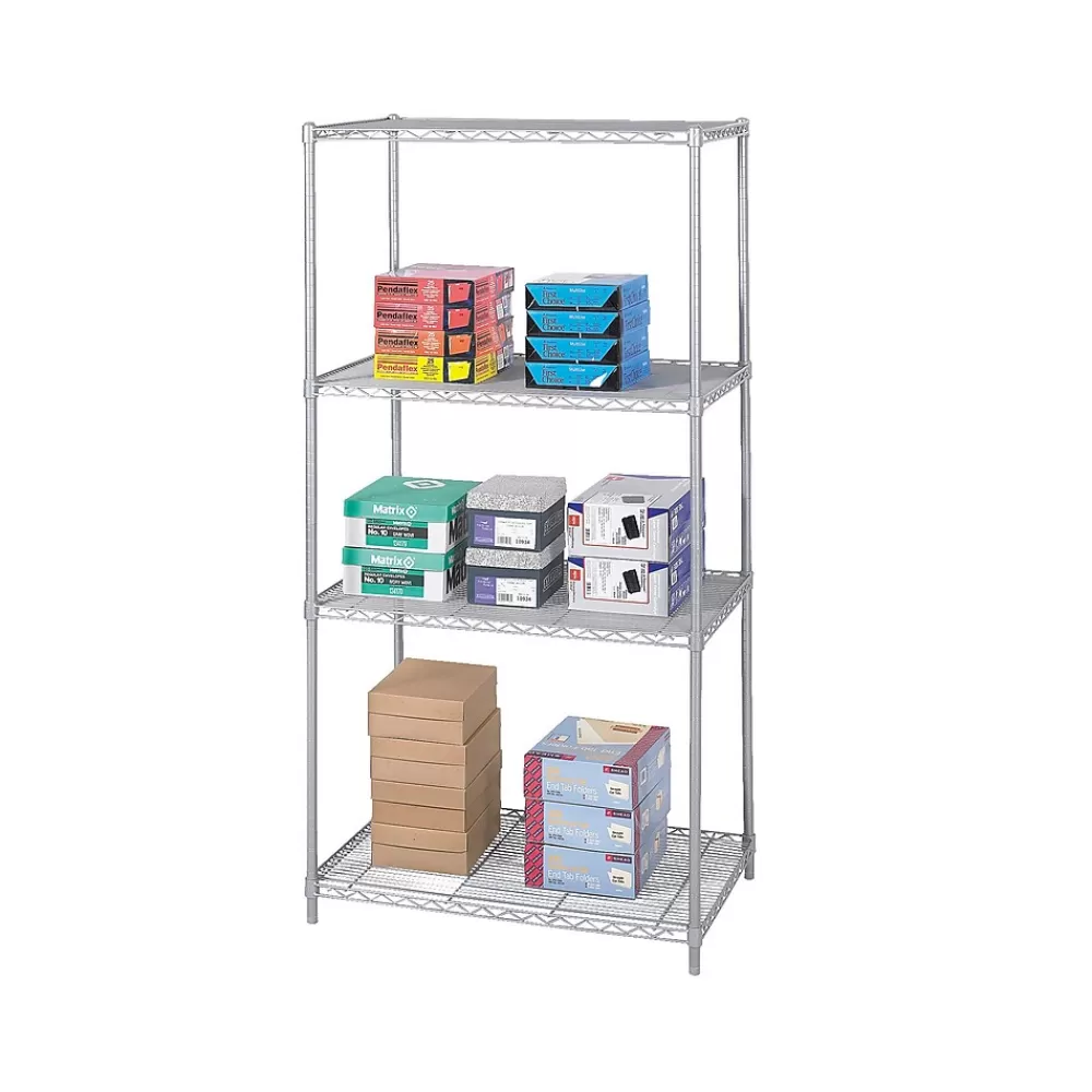 Safco Industrial 4-Shelf Metal Stand Alone, 36", Metallic Gray (5288GR) Sale