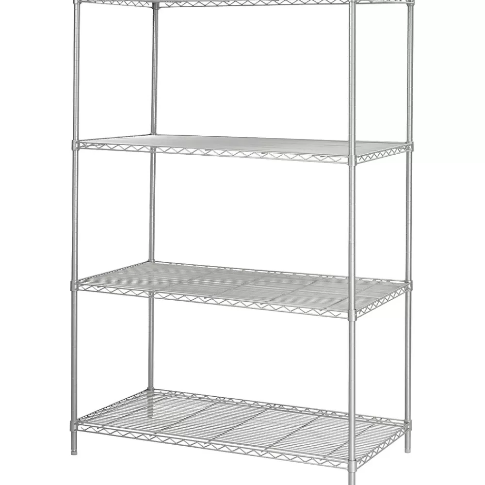 Safco Industrial 4-Shelf Metal Stand Alone, 48.03", Metallic Gray (5294GR) Discount