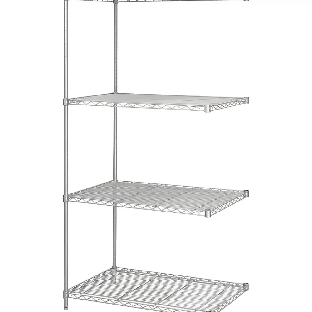 Safco Industrial 4-Shelf Metal Unit, 36", Metallic Gray (5289GR) Discount