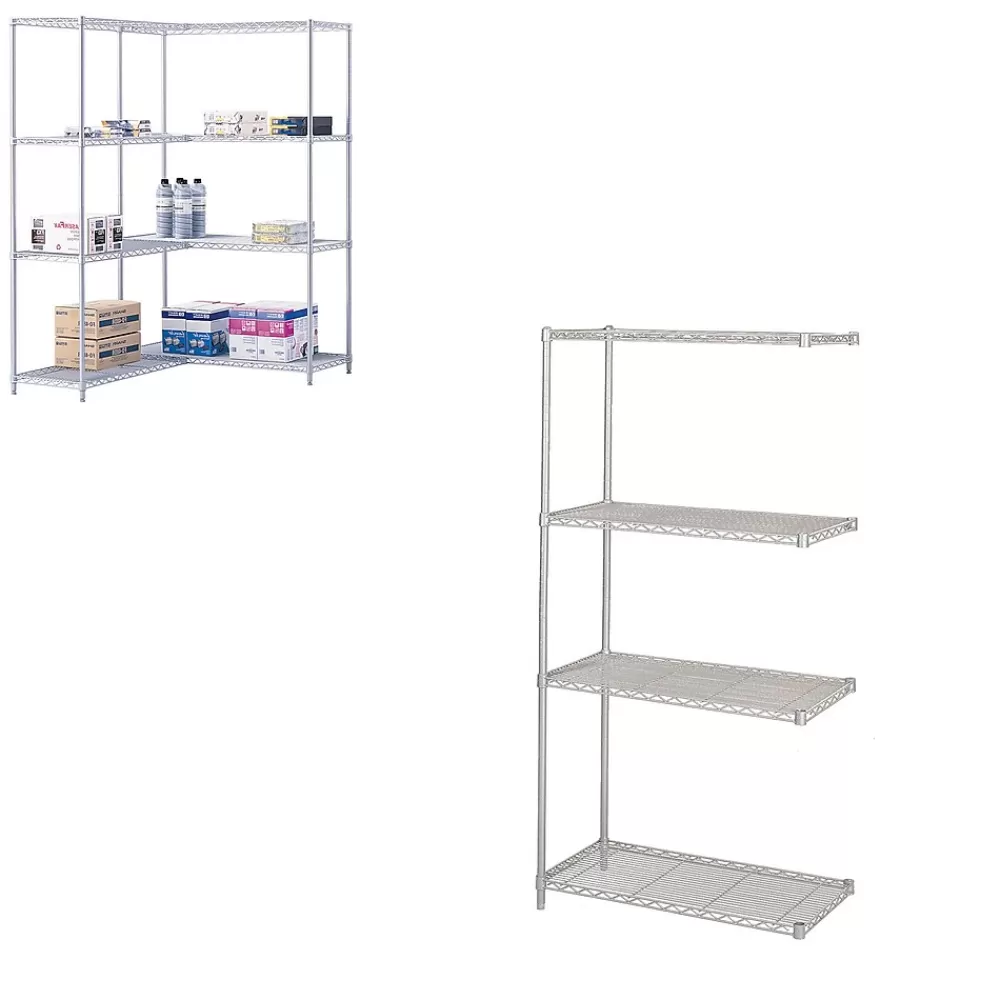Safco Industrial 4-Shelf Metal Unit, 36", Metallic Gray (5286GR) New