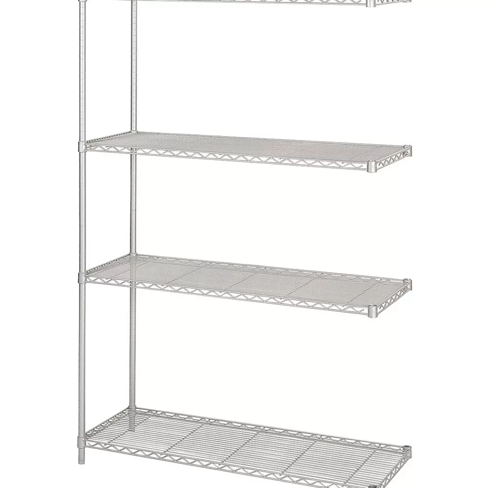 Safco Industrial 4-Shelf Metal Unit, 48.03", Metallic Gray (5292GR) Cheap