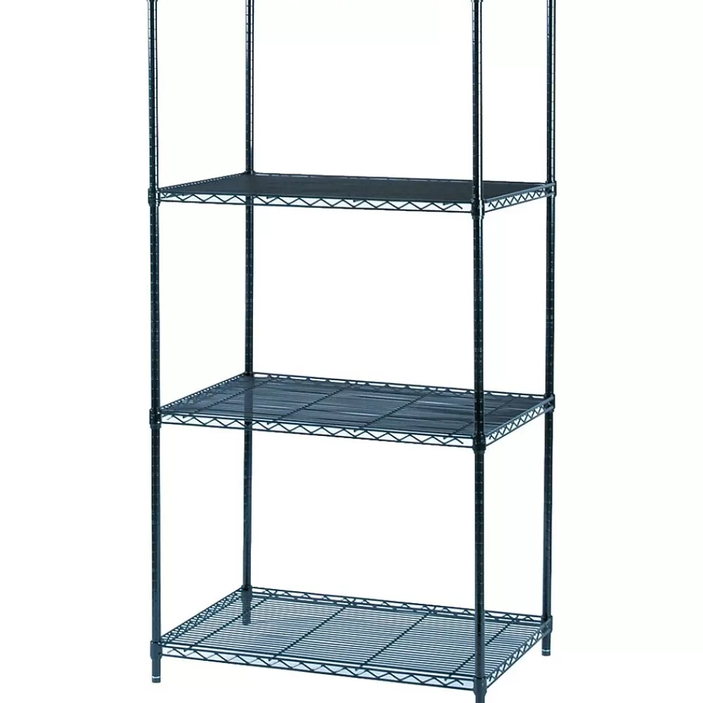 Safco Industrial 4-Shelf Wire Stand Alone, 36", Black (5288BL) New