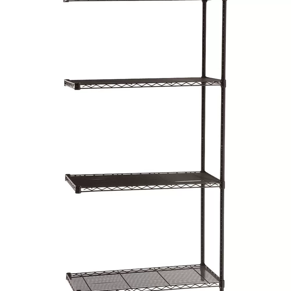 Safco Industrial 4-Shelf Wire Unit, 36", Black (5286BL) Store