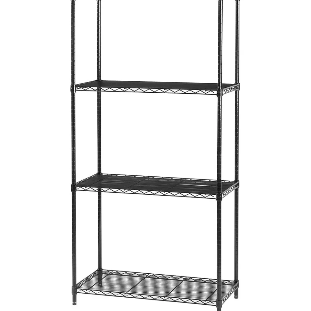 Safco 4-Shelves Metal Industrial Wire Shelving, 36"W, Black (5285BL) Best Sale