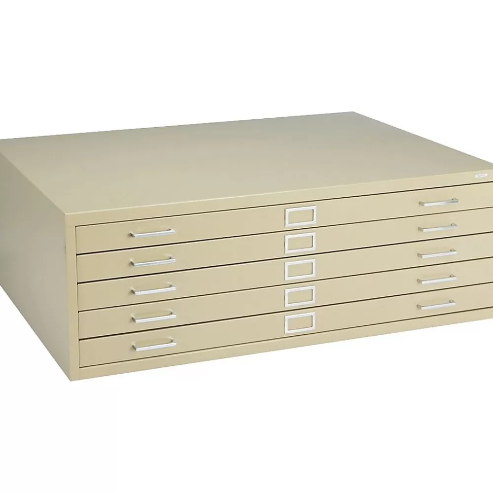 Safco ® Steel Flat File, For Sheets up to 43" x 32", 5-Drawer, Tropic Sand, 16 1/2"H x 46 3/8"W x 35 3/8"D Discount