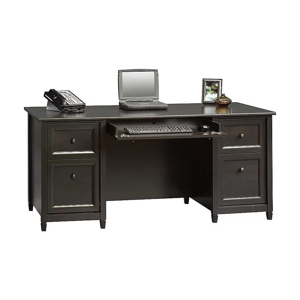 Sauder Edge Water Collection 65" Wood Executive Desk, Estate Black (409042) Discount