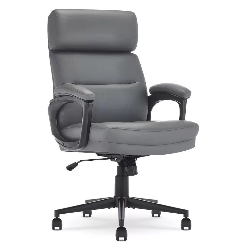Serta Comfort Ergonomic Bonded Leather Swivel Executive Chair, Gray (CHR10130C) Flash Sale